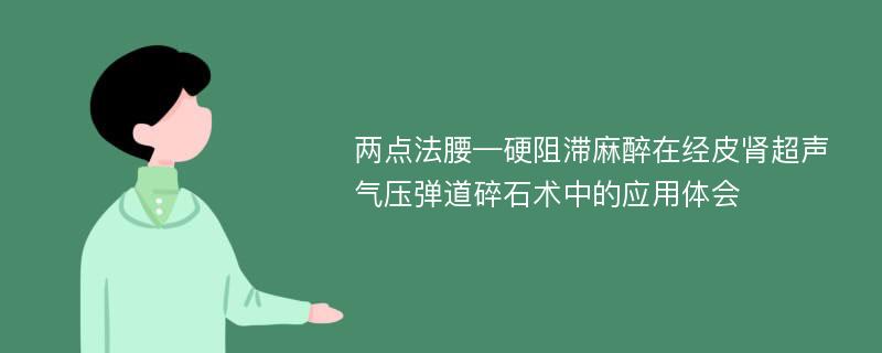 两点法腰—硬阻滞麻醉在经皮肾超声气压弹道碎石术中的应用体会