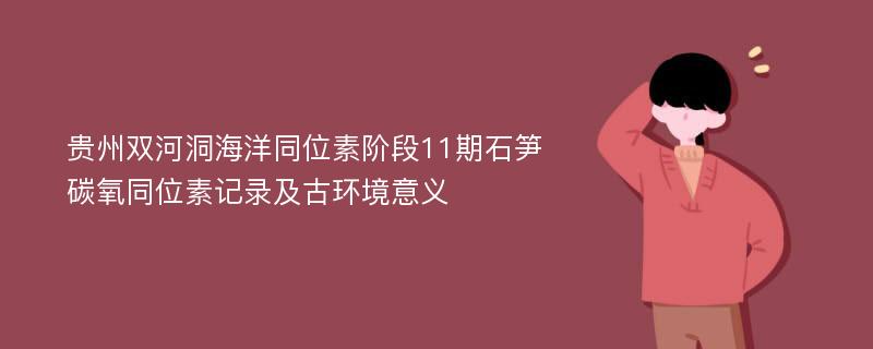 贵州双河洞海洋同位素阶段11期石笋碳氧同位素记录及古环境意义