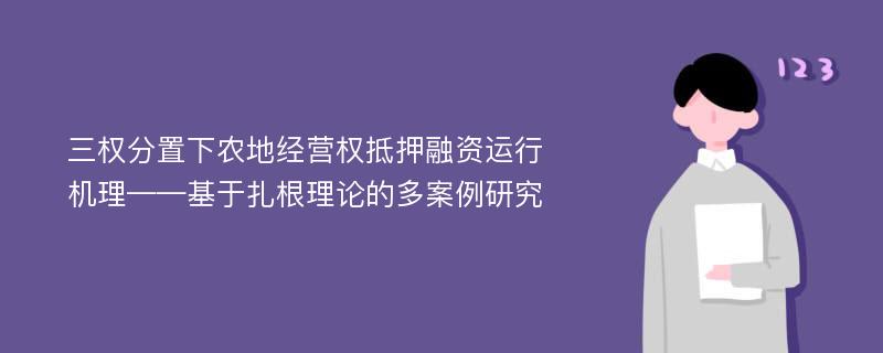 三权分置下农地经营权抵押融资运行机理——基于扎根理论的多案例研究