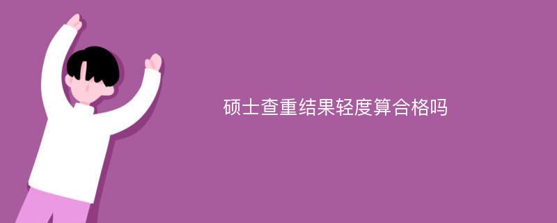 硕士查重结果轻度算合格吗