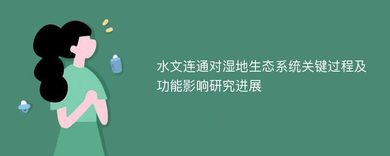 水文连通对湿地生态系统关键过程及功能影响研究进展