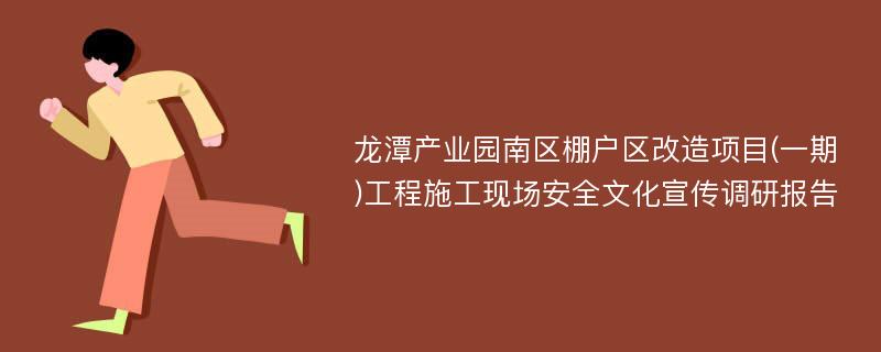 龙潭产业园南区棚户区改造项目(一期)工程施工现场安全文化宣传调研报告