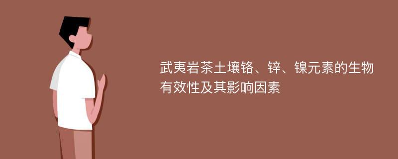 武夷岩茶土壤铬、锌、镍元素的生物有效性及其影响因素