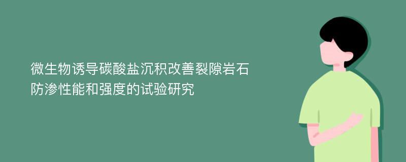 微生物诱导碳酸盐沉积改善裂隙岩石防渗性能和强度的试验研究