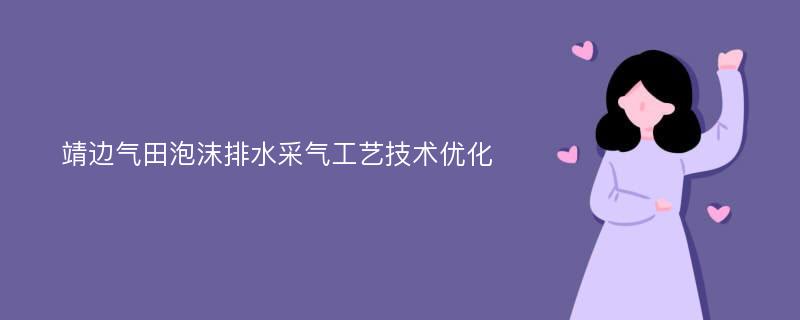 靖边气田泡沫排水采气工艺技术优化