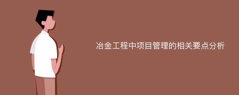 冶金工程中项目管理的相关要点分析