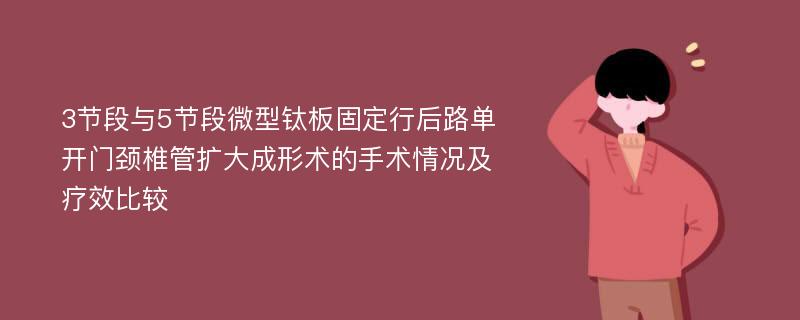 3节段与5节段微型钛板固定行后路单开门颈椎管扩大成形术的手术情况及疗效比较