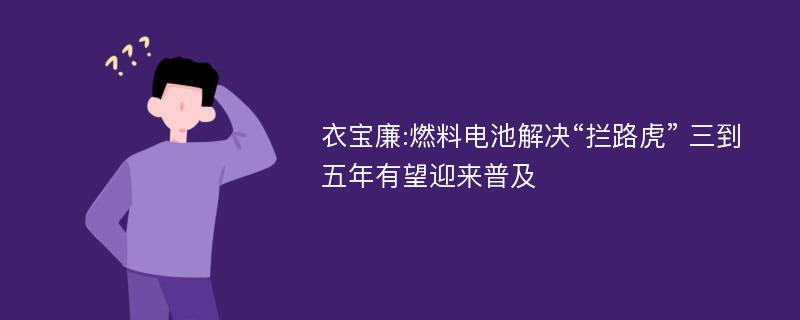 衣宝廉:燃料电池解决“拦路虎” 三到五年有望迎来普及