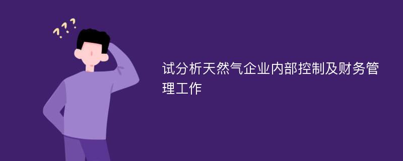 试分析天然气企业内部控制及财务管理工作