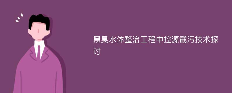 黑臭水体整治工程中控源截污技术探讨