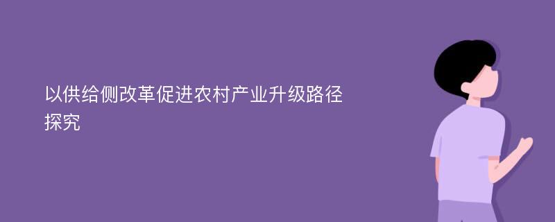 以供给侧改革促进农村产业升级路径探究