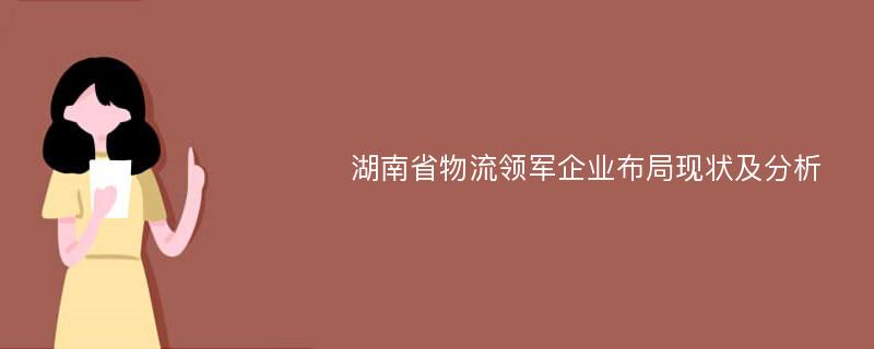 湖南省物流领军企业布局现状及分析