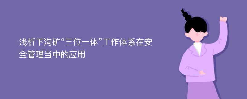 浅析下沟矿“三位一体”工作体系在安全管理当中的应用