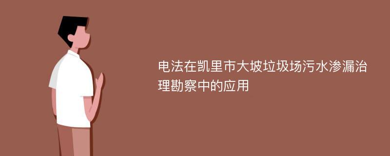 电法在凯里市大坡垃圾场污水渗漏治理勘察中的应用