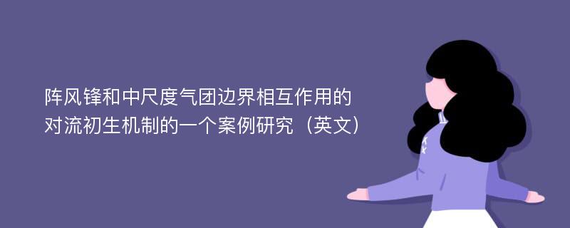 阵风锋和中尺度气团边界相互作用的对流初生机制的一个案例研究（英文）