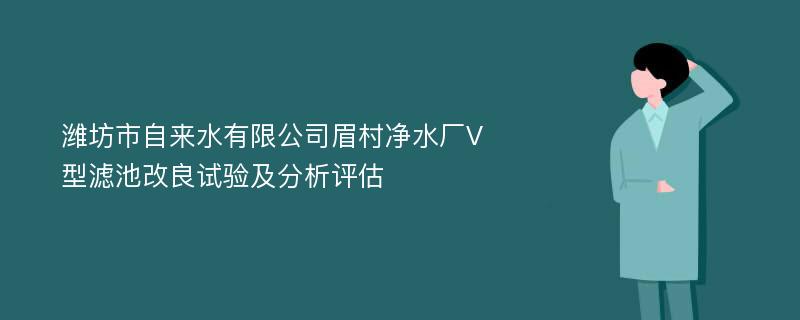 潍坊市自来水有限公司眉村净水厂V型滤池改良试验及分析评估