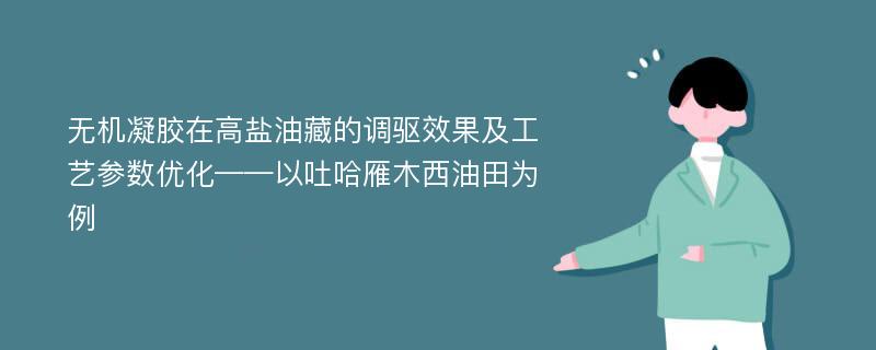 无机凝胶在高盐油藏的调驱效果及工艺参数优化——以吐哈雁木西油田为例