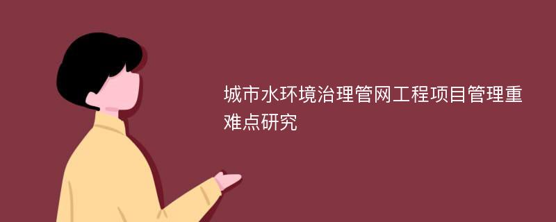 城市水环境治理管网工程项目管理重难点研究