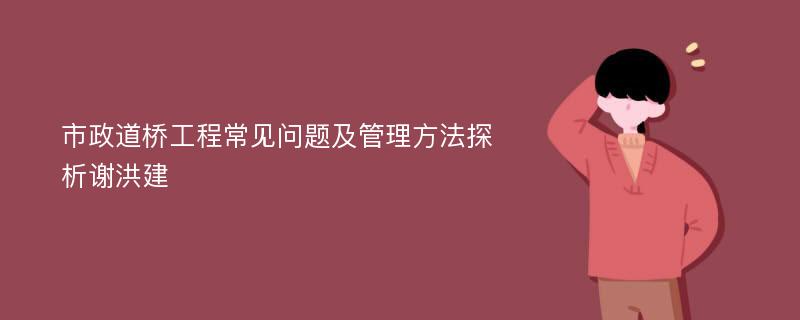 市政道桥工程常见问题及管理方法探析谢洪建