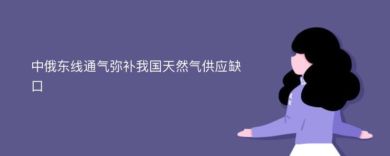 中俄东线通气弥补我国天然气供应缺口