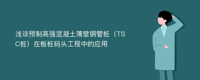 浅谈预制高强混凝土薄壁钢管桩（TSC桩）在板桩码头工程中的应用