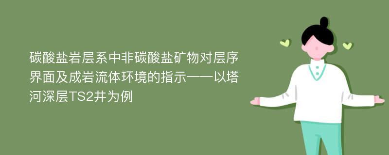 碳酸盐岩层系中非碳酸盐矿物对层序界面及成岩流体环境的指示——以塔河深层TS2井为例