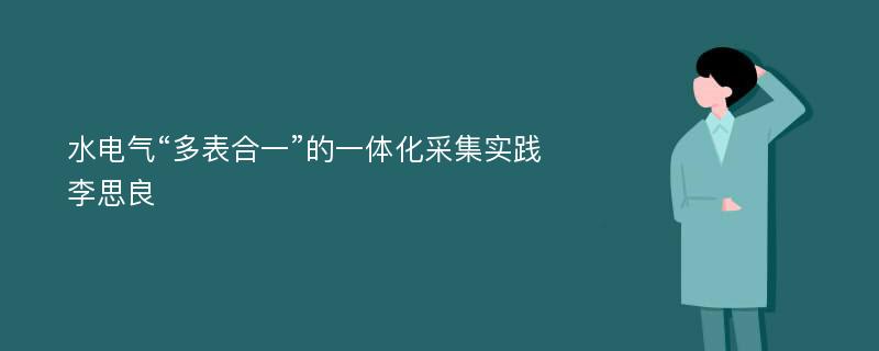 水电气“多表合一”的一体化采集实践李思良