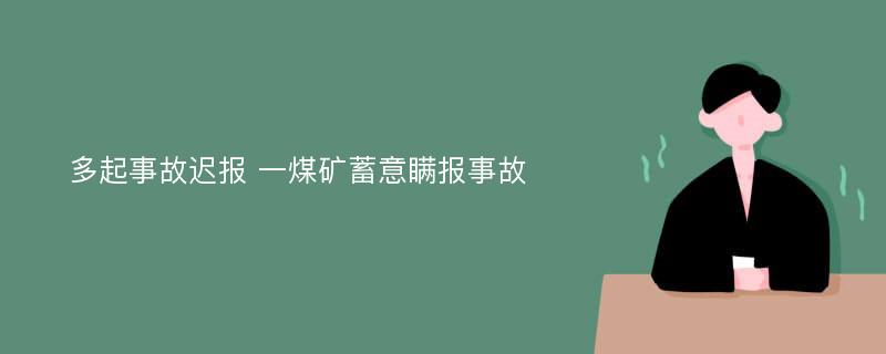 多起事故迟报 一煤矿蓄意瞒报事故