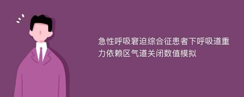 急性呼吸窘迫综合征患者下呼吸道重力依赖区气道关闭数值模拟