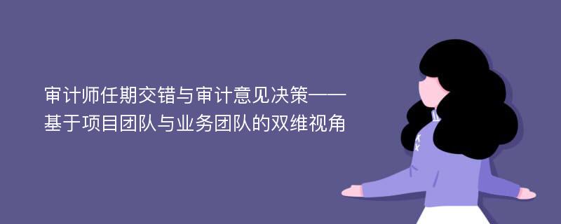 审计师任期交错与审计意见决策——基于项目团队与业务团队的双维视角