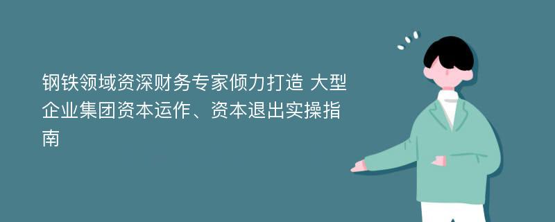 钢铁领域资深财务专家倾力打造 大型企业集团资本运作、资本退出实操指南