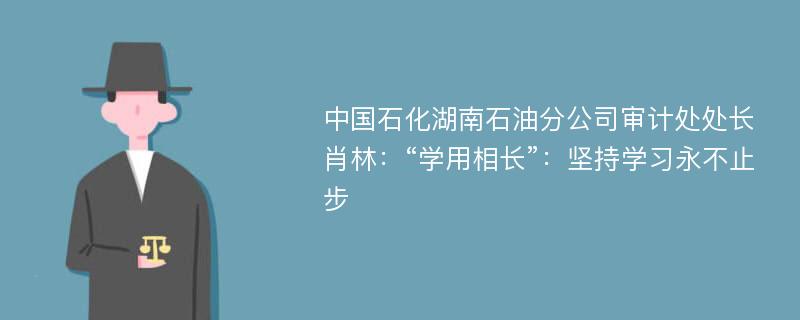 中国石化湖南石油分公司审计处处长肖林：“学用相长”：坚持学习永不止步