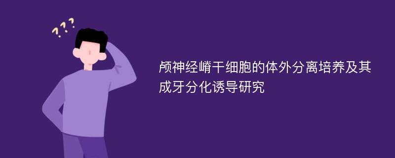 颅神经嵴干细胞的体外分离培养及其成牙分化诱导研究