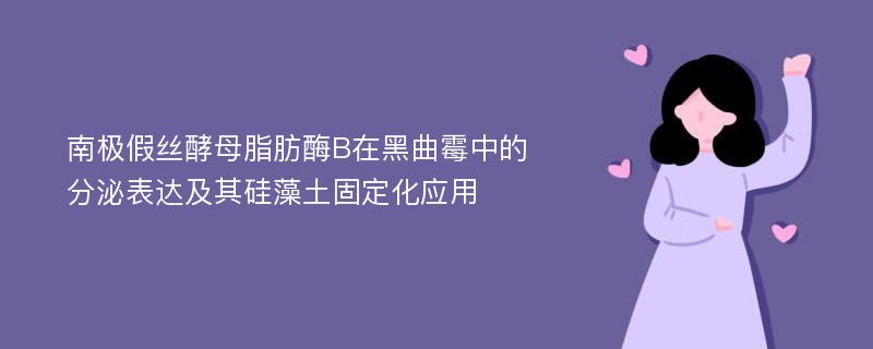 南极假丝酵母脂肪酶B在黑曲霉中的分泌表达及其硅藻土固定化应用