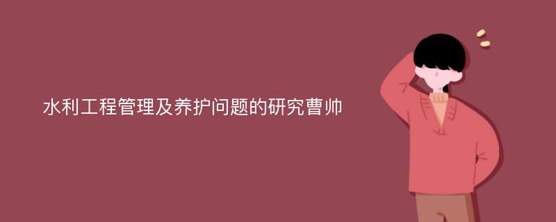 水利工程管理及养护问题的研究曹帅