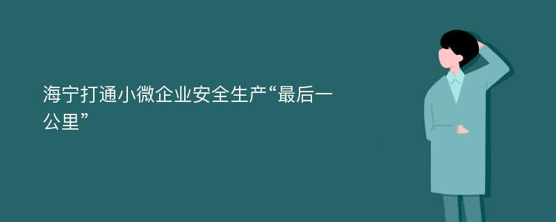 海宁打通小微企业安全生产“最后一公里”