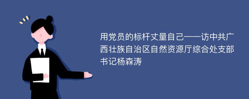 用党员的标杆丈量自己——访中共广西壮族自治区自然资源厅综合处支部书记杨森涛