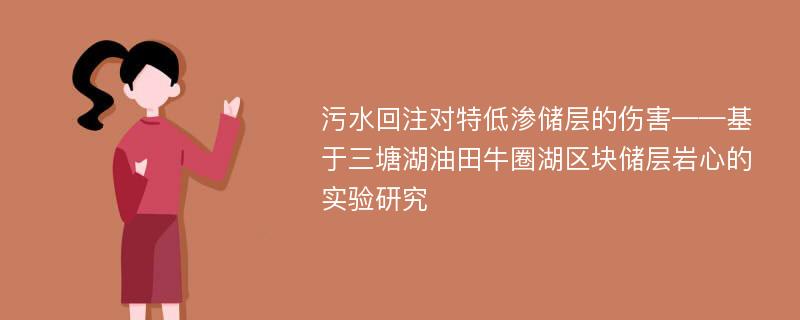 污水回注对特低渗储层的伤害——基于三塘湖油田牛圈湖区块储层岩心的实验研究