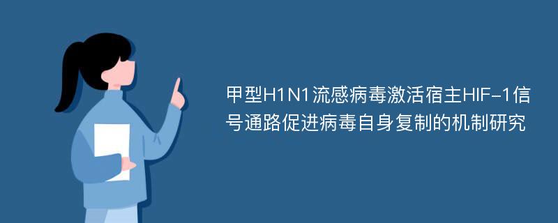 甲型H1N1流感病毒激活宿主HIF-1信号通路促进病毒自身复制的机制研究