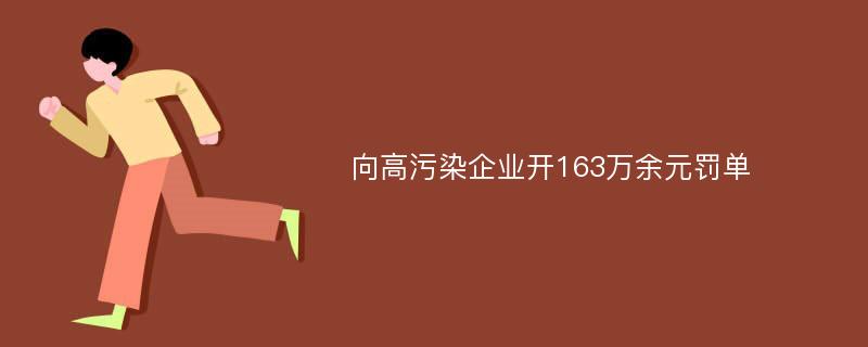 向高污染企业开163万余元罚单