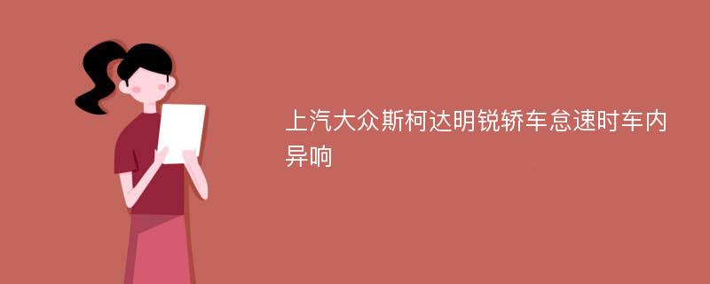 上汽大众斯柯达明锐轿车怠速时车内异响