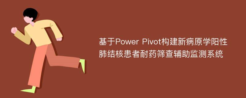 基于Power Pivot构建新病原学阳性肺结核患者耐药筛查辅助监测系统