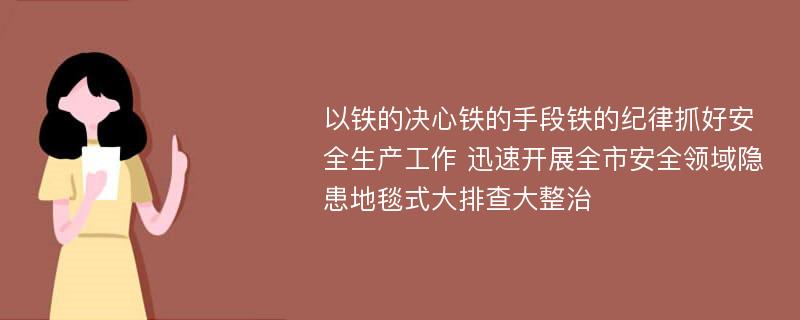 以铁的决心铁的手段铁的纪律抓好安全生产工作 迅速开展全市安全领域隐患地毯式大排查大整治