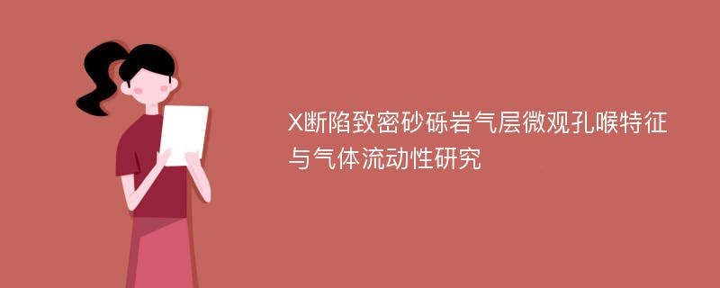 X断陷致密砂砾岩气层微观孔喉特征与气体流动性研究