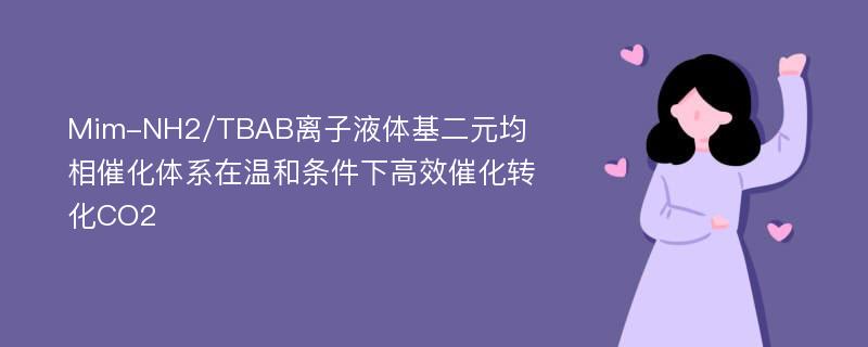 Mim-NH2/TBAB离子液体基二元均相催化体系在温和条件下高效催化转化CO2