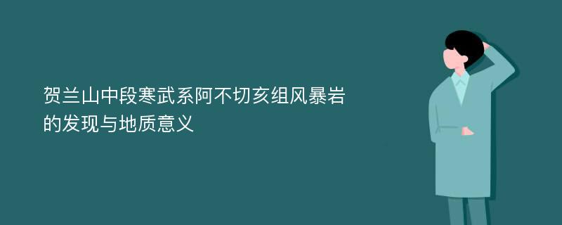 贺兰山中段寒武系阿不切亥组风暴岩的发现与地质意义