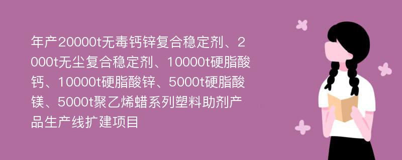 年产20000t无毒钙锌复合稳定剂、2000t无尘复合稳定剂、10000t硬脂酸钙、10000t硬脂酸锌、5000t硬脂酸镁、5000t聚乙烯蜡系列塑料助剂产品生产线扩建项目