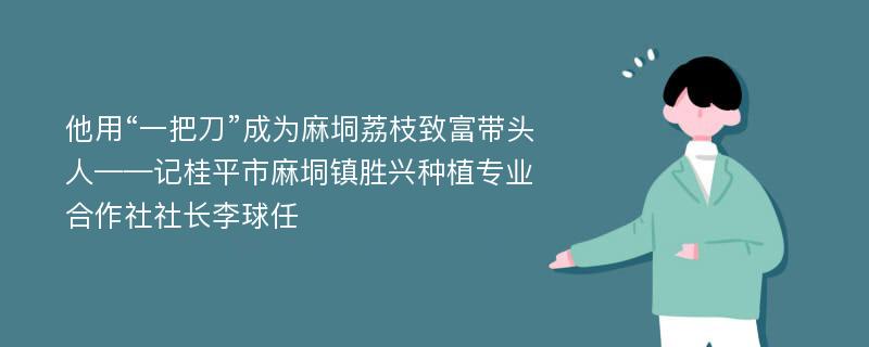 他用“一把刀”成为麻垌荔枝致富带头人——记桂平市麻垌镇胜兴种植专业合作社社长李球任