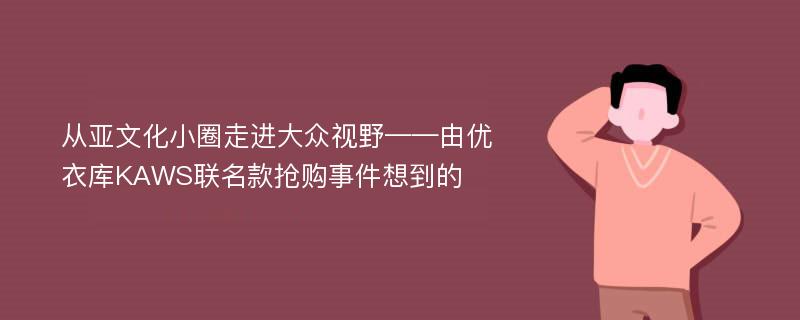 从亚文化小圈走进大众视野——由优衣库KAWS联名款抢购事件想到的