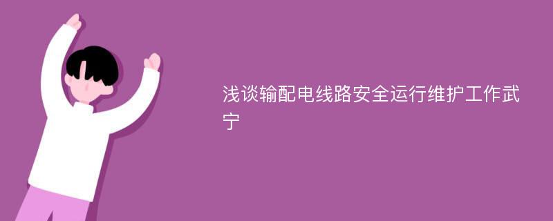 浅谈输配电线路安全运行维护工作武宁